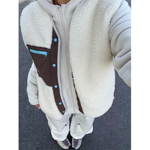 高品户外情侣撞色拼接羊羔毛立领摇粒绒马甲外套男女A1143-P72