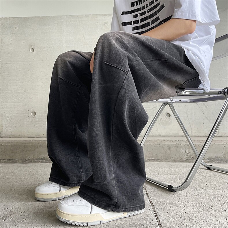 做旧废土风裤子男夏季新款复古水洗休闲直筒牛仔长裤10633-p52,男装休闲裤,星座1008