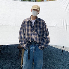 格子衬衫男长袖韩版潮流学院风痞子帅2025夏ins外套CY1052-P32，男装衬衫，星座412-3