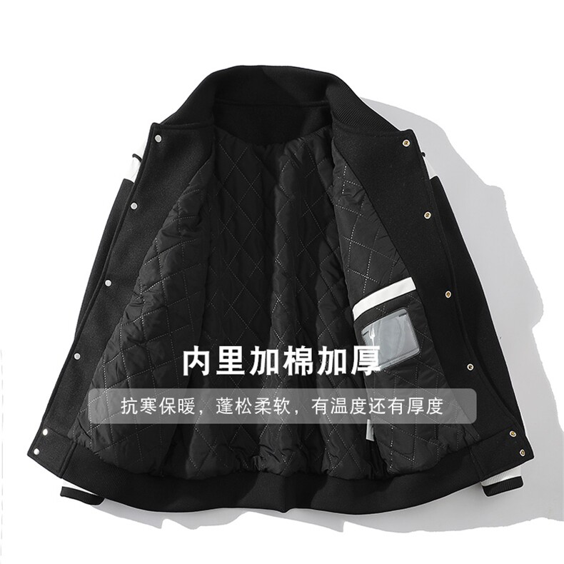 冬款加棉加厚棉服徽章饰品潮棒球服棉衣外套男士8125-P120控价158,男装棉衣,电商A441-1