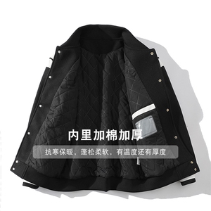 冬款加棉加厚棉服徽章饰品潮棒球服棉衣外套男士8125-P120控价158图片