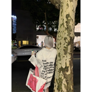【有货】cleanfit白色字母毛边牛仔衬衫设计感衬衣J7008HH-特P65图片