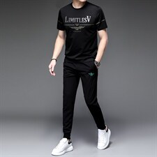 针冰丝男士休闲卫衣套装夏季短袖运动服三件套时尚潮流冰丝，男装休闲套装，电商B212（原钱塘6029）