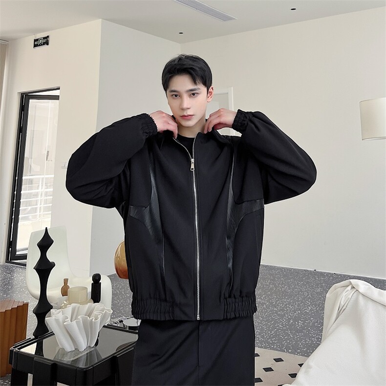 小众解构拼接设计翻领夹克外套男垫肩韩版长袖上衣A345-298-P130,男装夹克,电商A345