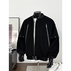 【现货】25秋美式复古拼接棒球服拉链夹克呢外套705-1-W8867-P95，男装夹克，星座705-1