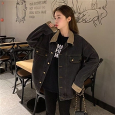 复古宽松设计感牛仔外套女2025春秋新款大码慵懒风拼接上衣夹克，女装短外套，星座506A