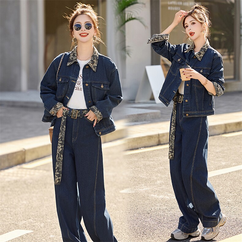 开春穿搭一整套装牛仔两件套女2025新款洋气减龄花色拼接时尚套装,女装套装/套裙,橙子家