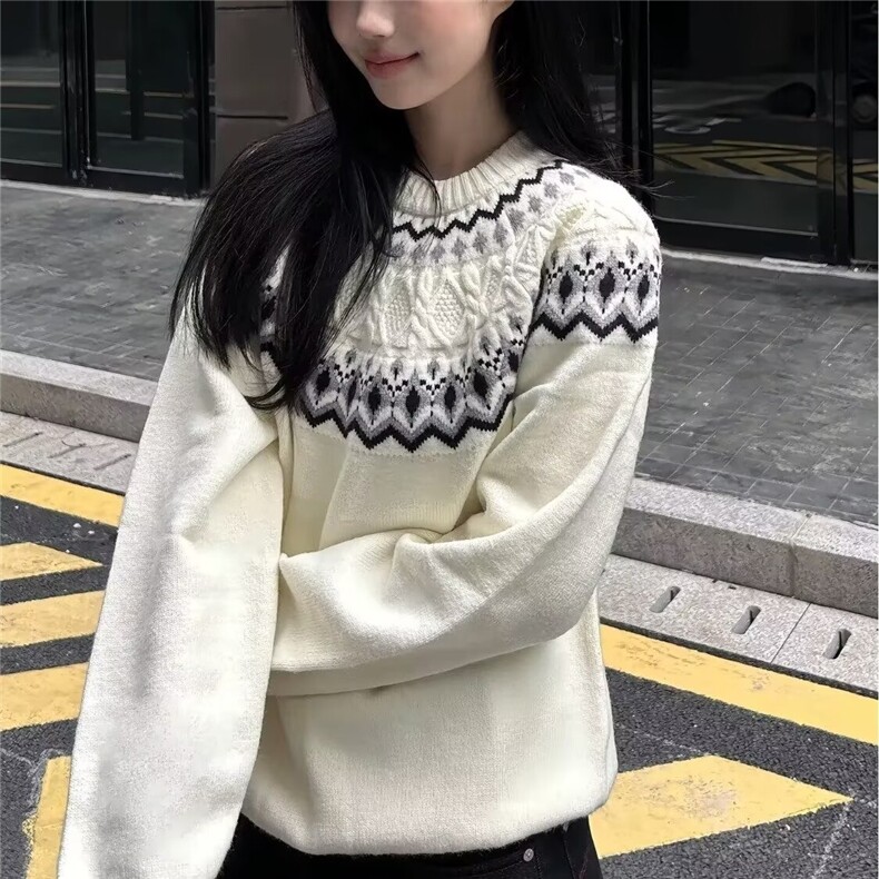 慵懒气质百搭简约文艺原宿新款潮流十二针提花毛衣流行ins日系,男装针织衫/毛衣,星座506A