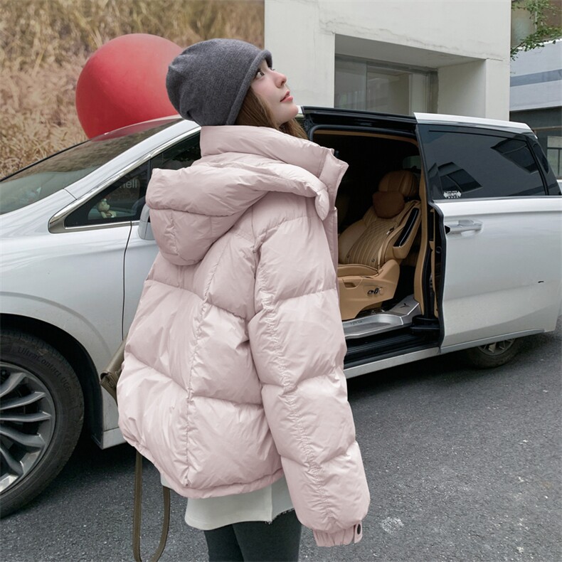 连帽泡芙短款羽绒服外套女冬季2025新款小个子巨好看白鸭绒面包服，女装羽绒服，网红馆
