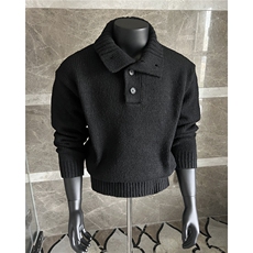 男士高领加厚820克宽松毛衣黑色2506/P75，男装针织衫/毛衣，电商A242
