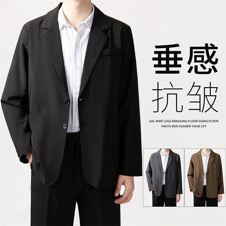 休闲西装外套男士韩版潮流百搭制服轻熟风痞帅免烫宽松西服XW06图片