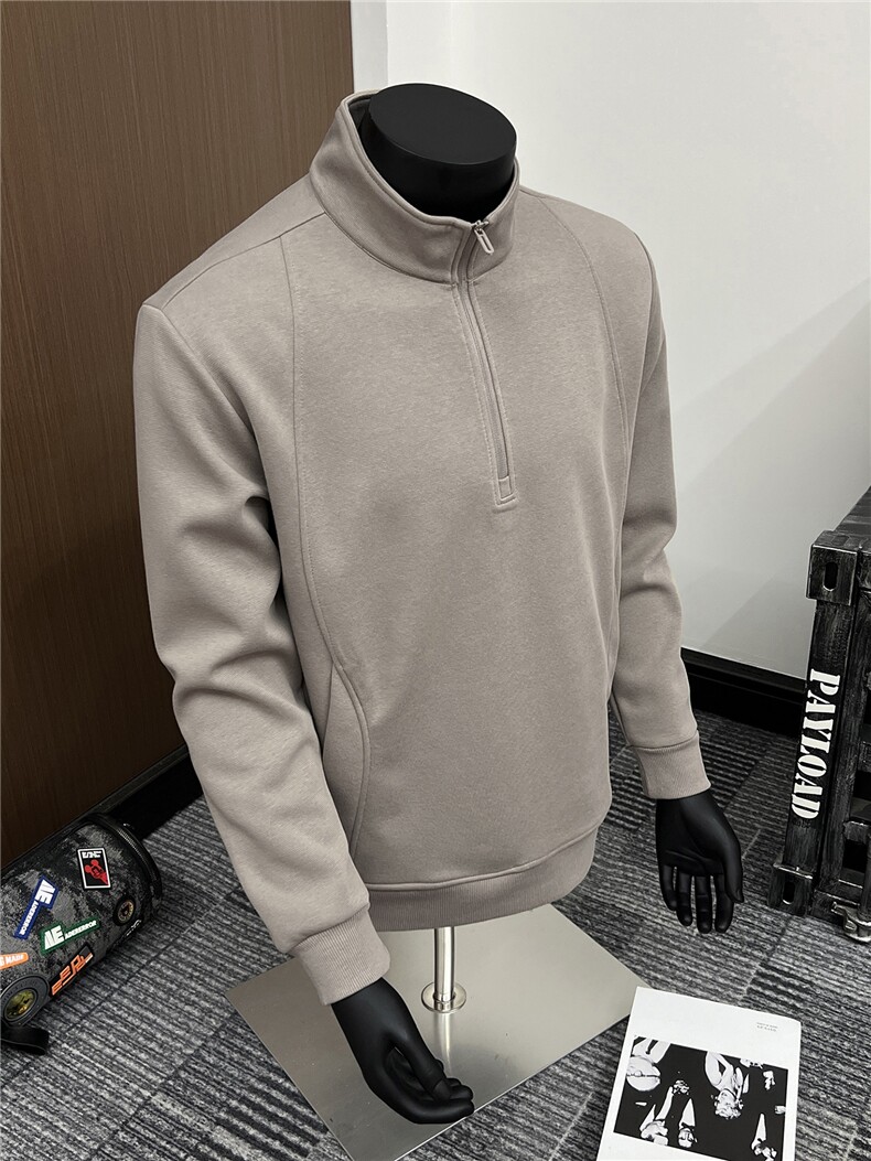 假模立领半拉链卫衣男秋季2025新款宽松长袖男A436-5101-P55,男装卫衣,电商A436