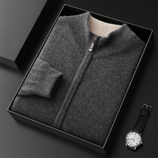 2025秋冬百搭时尚简约立领双面开衫，男装羊绒套衫，盛欣羊绒