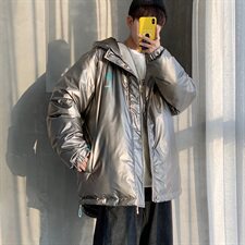 冬季情侣宽松连帽白鸭绒潮牌亮面加厚羽绒服外套0928/P340，男装羽绒服，星座1506-1