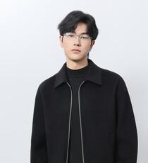 秋季新款纯色针织翻领拉链开衫，男装毛呢大衣，宸诺服饰