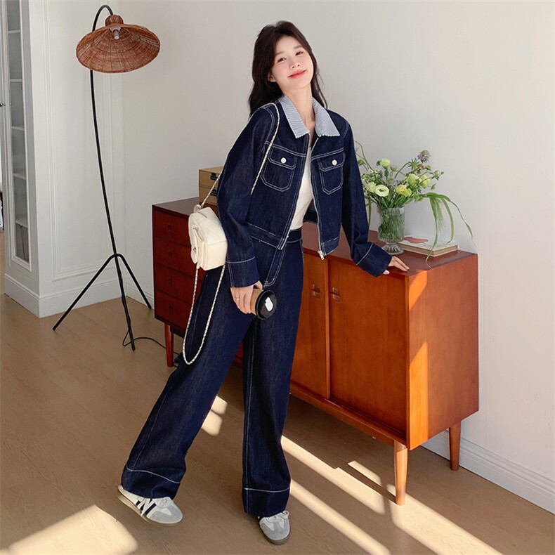 新款盐系拼接牛仔套装2C115-2260-P175-K248,女装套装/套裙,2C115
