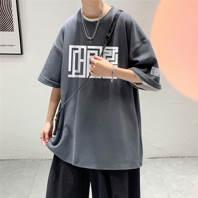 200g抖音质量夏新款短袖T恤美式复古街头五分袖男T6001P28控45,男装T恤,电商A268A