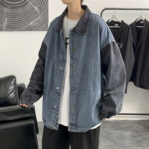 秋季青少年拼接牛仔外套男士街头休闲工装夹克A161-2-JK8861-P55-图片