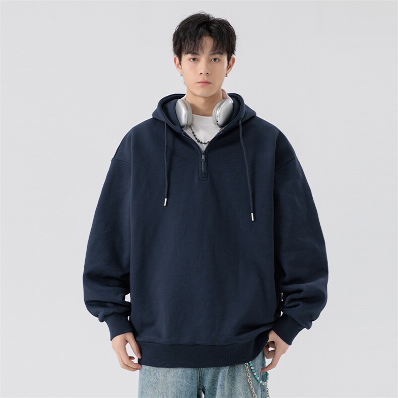 男女同款学生卫衣320克光版半拉链连帽套头卫衣A406W122P35,男装卫衣,星座309（原A406）
