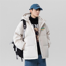 日系白鸭绒ins22冬季新款字母印花保暖连帽羽绒服YR131P225控298，男装羽绒服，电商A247-1