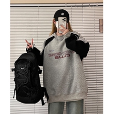 中性风秋装潮街头宽松撞色机车服元素卫衣印花外套H802P58，男装工装外套，电商A341