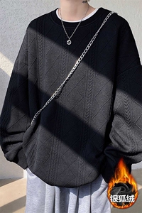 薄款改加绒特批P38无差价冬季百搭潮男加厚银狐绒卫衣W5000J加绒图片