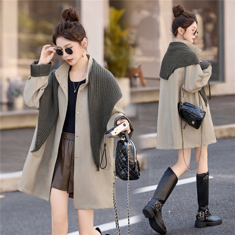 风衣女中长款2025秋新款小个子韩系巨好看的英伦风卡其色休闲外套，女装皮衣，瑶迪依秀