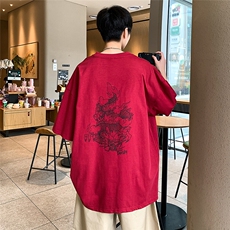 2025新款生肖龙年印花短袖T恤大码M~5XLXZ604-DT216-P25控39，男装T恤，星座604