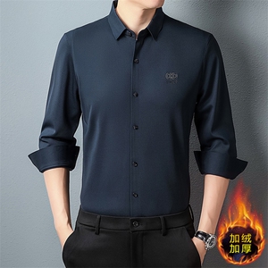 H6010钱塘2020-3中年男士商务休闲纯色简约秋季厚款衬衣P85图片