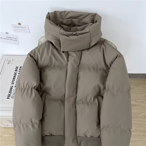 韩系棉服外套男士冬季短款棉衣设计感小众加厚宽松立领面包服棉袄图片