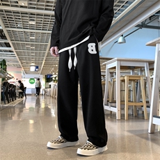 L华夫格宽松hiphop裤子直筒运动裤高街白色卫裤潮ins男K2617-P28，男装休闲裤，星座512-2