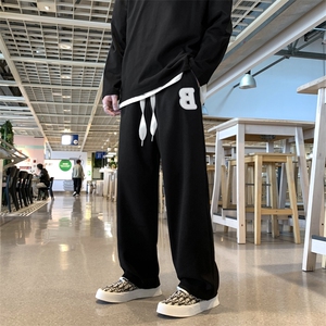 L华夫格宽松hiphop裤子直筒运动裤高街白色卫裤潮ins男 K2617-P28图片