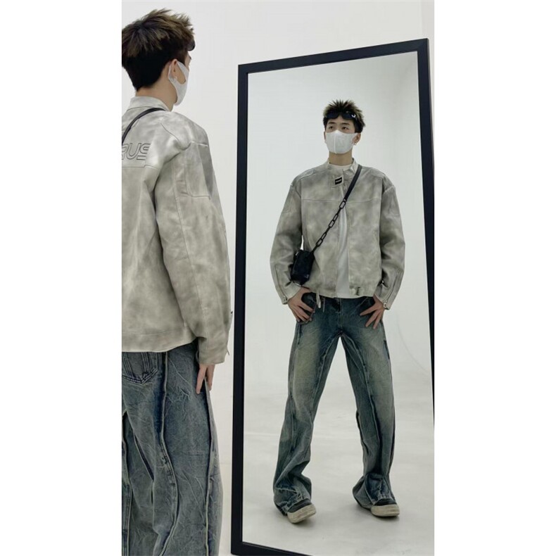 【有货】cleanfit扎染皮衣外套男春秋款机车服夹克3604HH-特P85图片