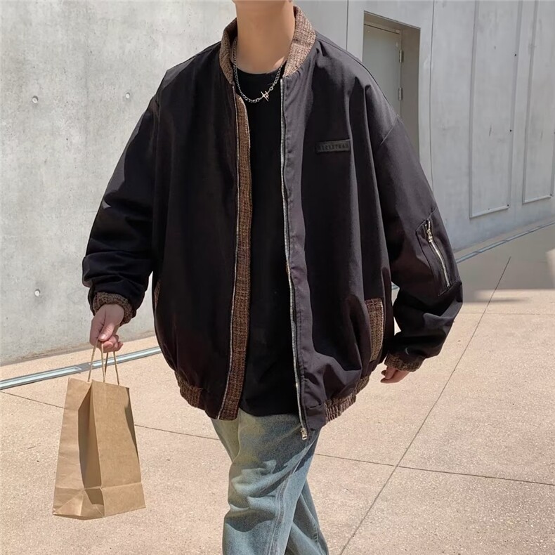 美式飞行服夹克外套男复古棉服加厚棉衣设计感棒球服潮牌,男装夹克,星座716-4