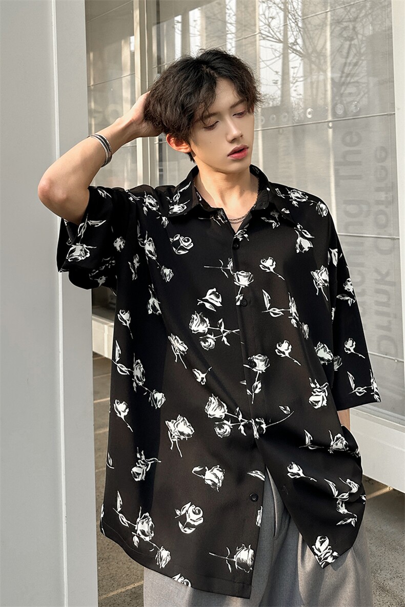 潮男玫瑰花衬衫A071-T20-P38,男装衬衫,电商A071
