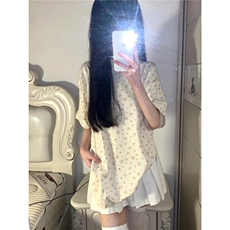 H0503-p30甜美碎花短袖发泡印花t恤女夏，女装T恤，星座617A-2