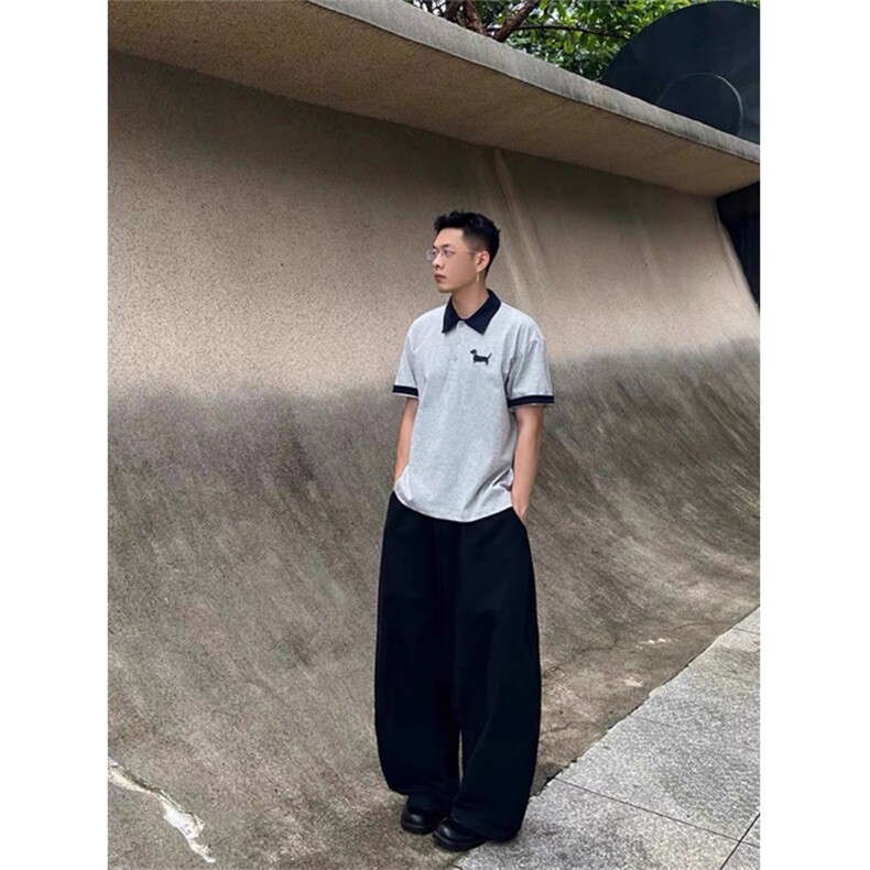 FF3410-P452025夏季潮牌高级感撞色小狗刺绣polo衫短袖,男装Polo衫,电商B323A