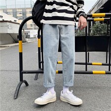 秋季韩版潮流休闲牛仔裤男宽松百搭直筒潮牌坠感老爹裤NK907-p35,男装牛仔裤,星座1008-1