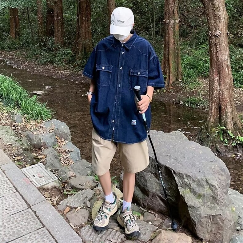 夏季新款衬衫潮流慵懒男牛仔衬衫P45,男装衬衫,星座1116-2