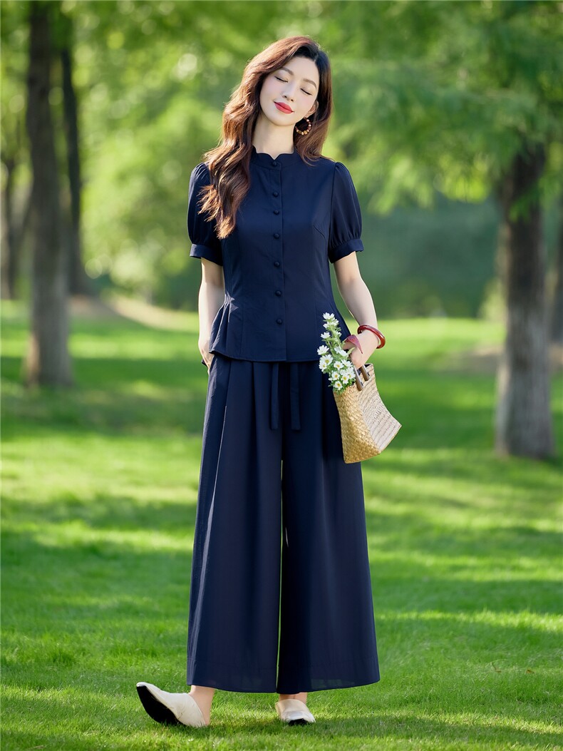 巨好看的夏装套装女2026新款洋气减龄时尚休闲阔腿裙裤两件套,女装套装/套裙,水衣源