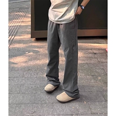 春秋季速干凉感轻薄透气褶皱西裤宽松休闲直筒纯色基础长裤潮，男装休闲裤，星座506A