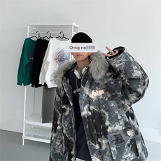 D13P138控168反光字母港风冬季连帽迷彩大码棉衣外套，男装棉衣，星座508（原C305）