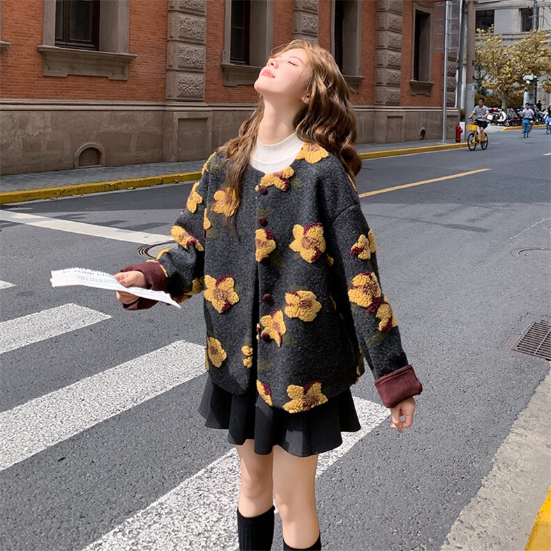 2025年冬季新款印花加厚摇粒绒羊羔毛外套2558款P180-K268，女装羊羔毛/颗粒绒，浙宝301