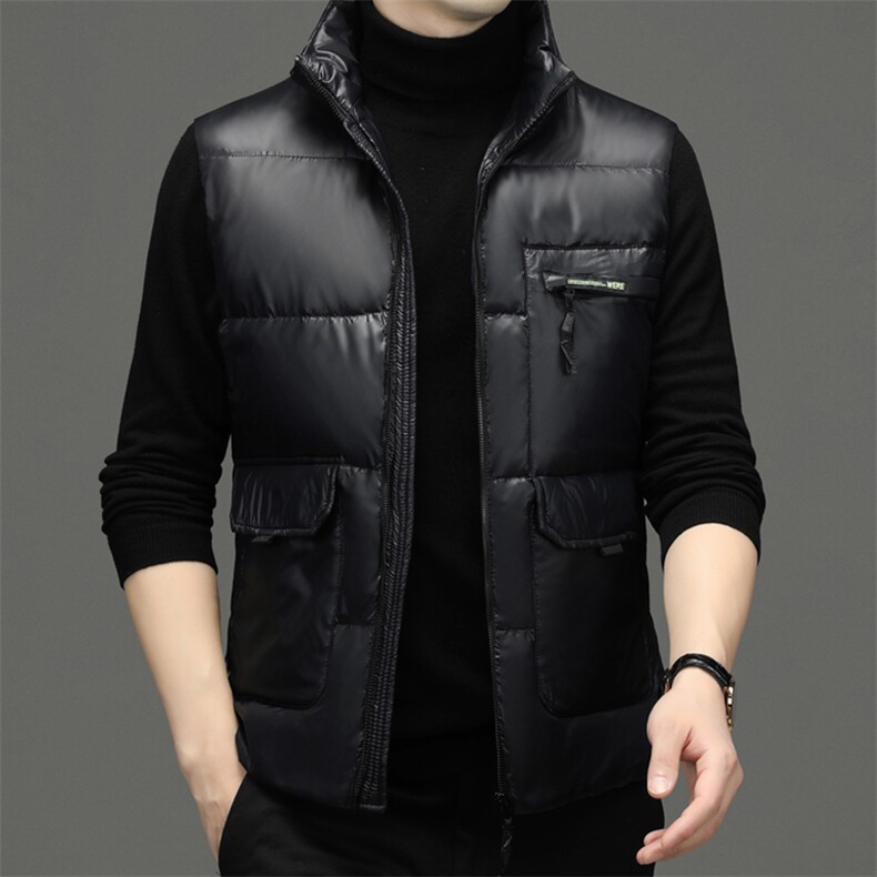 冬装白鸭绒羽绒服中年男士商务休闲冬季马甲新款加厚保暖上衣外套,男装背心/马甲,电商B212（原钱塘6029）