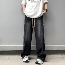 美式高街牛仔裤男士韩版潮流痞帅2024夏季新款ins长裤RK1734-P47，男装牛仔裤，星座412-2