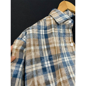 扎染粉色绿色蓝色格子衬衫美式复古长袖外套CSY05B特P52图片