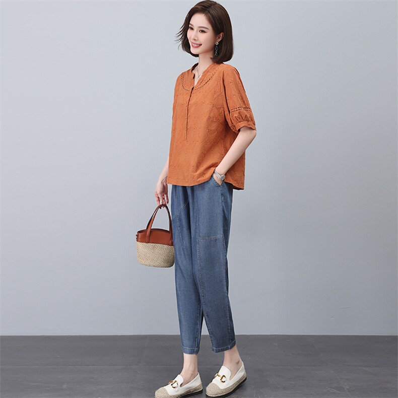 时尚套装女2023新款小个子显高妈妈气质阔太太今年流行两件套裤夏,女装套装/套裙,忆绮罗