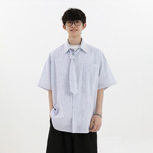 特P48 无差价新款夏季时尚百搭条纹领带衬衫-HC2283 无影墙图片
