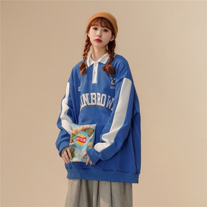 1中性风POLO领卫衣女情侣大码休闲套头卫衣男外套男C7720P55控88图片