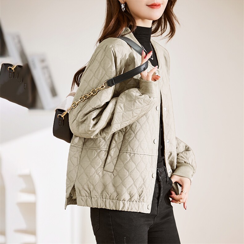 短款外套女2023新款冬季夹棉夹克秋冬薄款时尚棉衣棉服,女装棉衣/棉服,贵人树